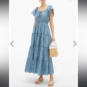 Innika Choo M Blue Alotta Gud tiered cotton dress